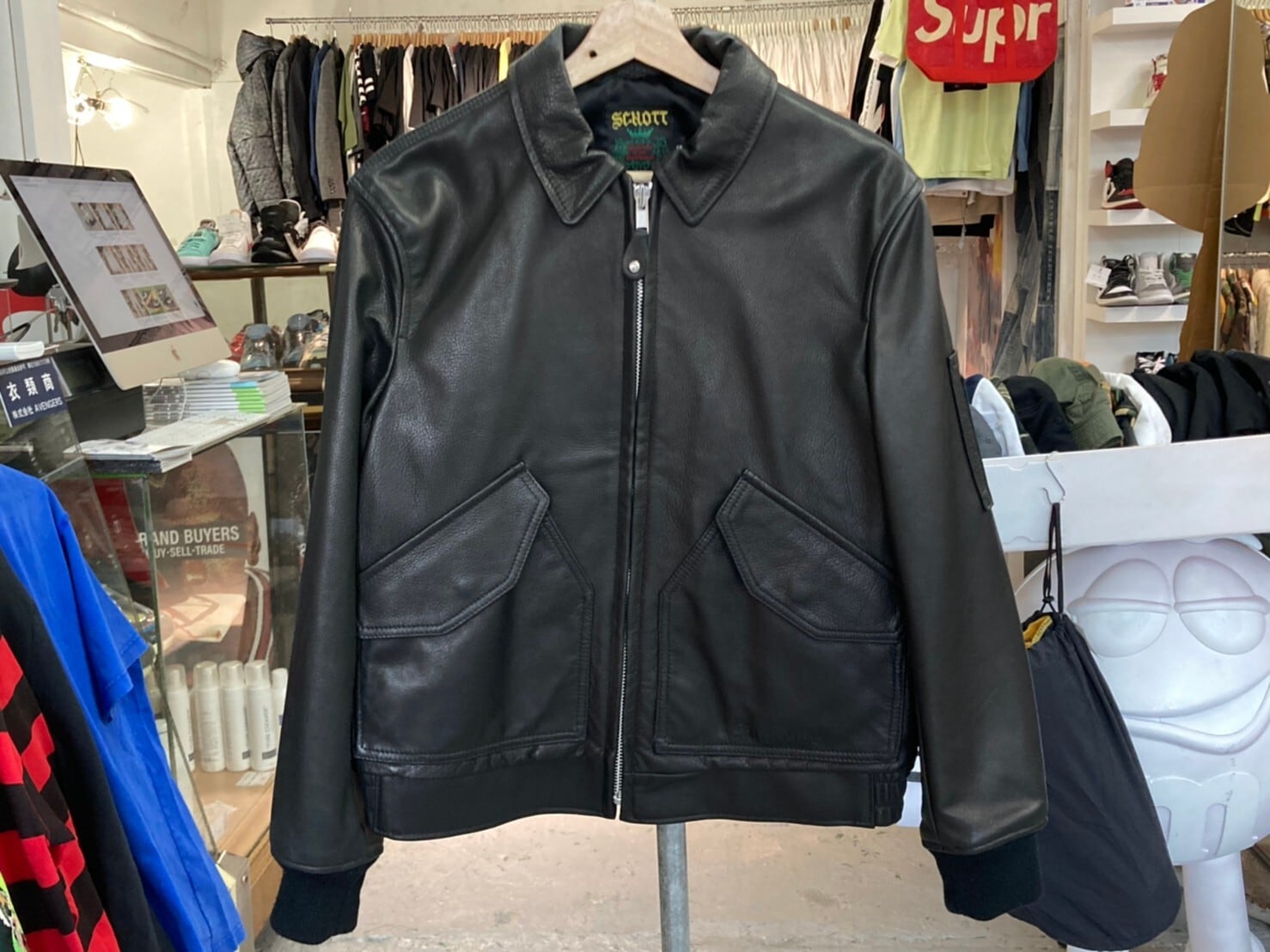 30%OFF Supreme × SCHOTT LEATHER TANKER JACKET SMALL BLACK IE5158