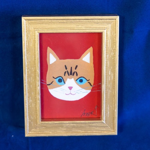 森邦保作品 猫のジクレー版画 （額装込み）F03（茶トラ白猫イメージ）
