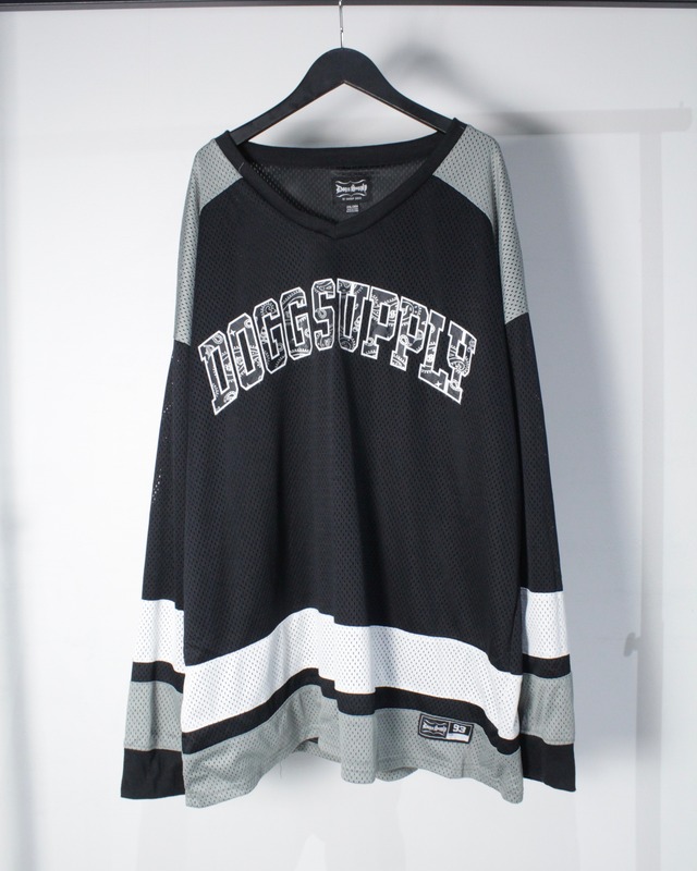 【Caka BLACK】“Dogg Supply” Logo Design Loose Mesh Hockey Shirt