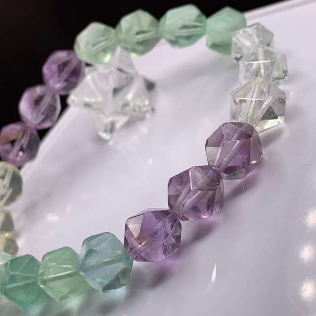 mixストーン・ダイヤモンドカット☆デザインブレスレット