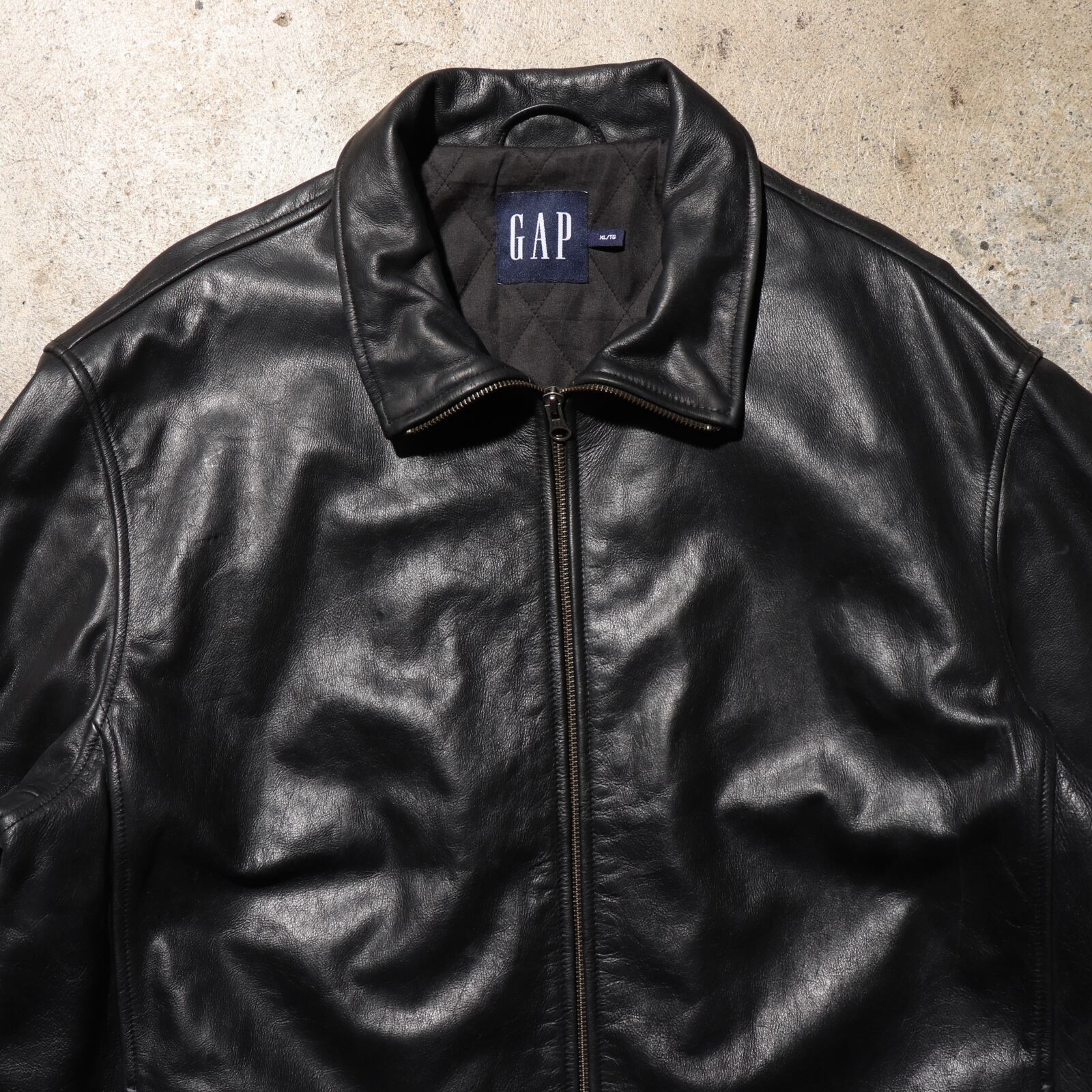 雰囲気抜群 OLD GAP ペンキ加工 レザージャケット ブラック L 短丈 
