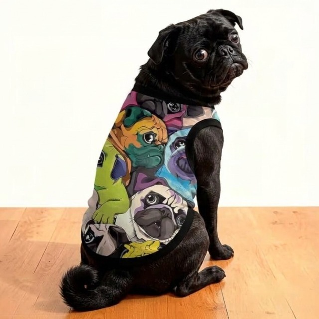 Dog wear  -pug colors-　　t-item-0439