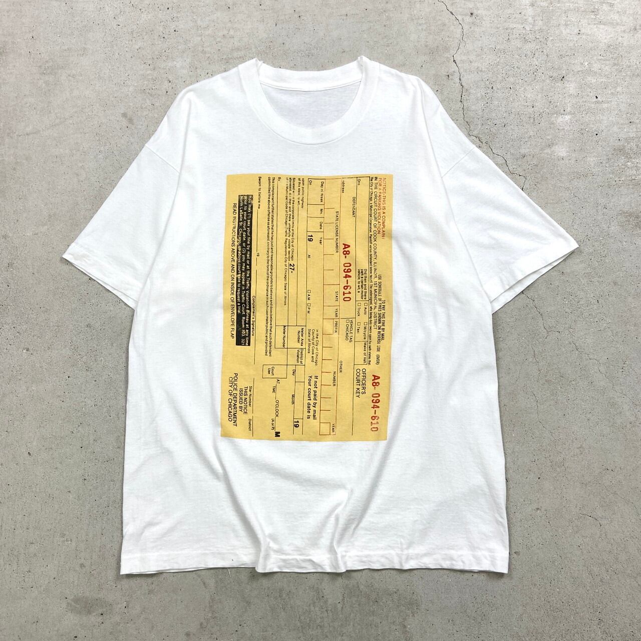 90年代 駐車禁止違反切符 プリントTシャツ メンズXL相当 古着 90s
