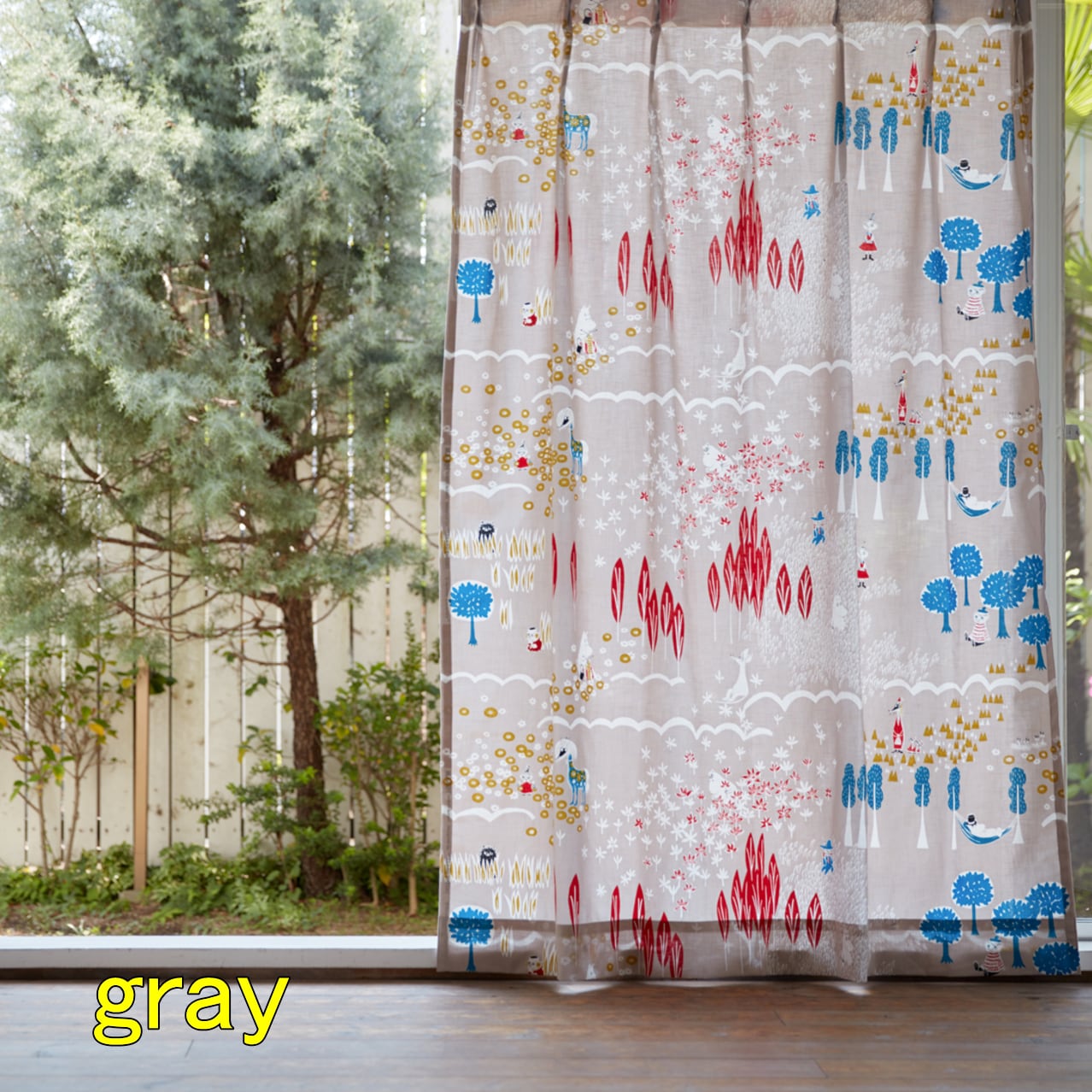 ムーミン　カーテン ムーミン『ここにいるよ』カーテンW100×H130cm×2枚 | Life Decor