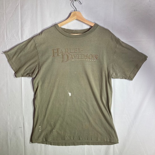 00s Harley Davidson Dealer Tシャツ Ray Price ハーレーダビッドソン カーキ XL コットン 半袖 雰囲気抜群 バイカー 古着