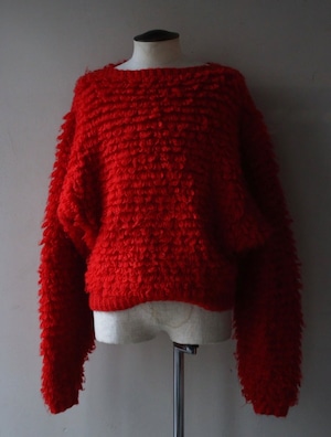 1960’s~ shaggy knitting dolman sleeve sweater . size ML .