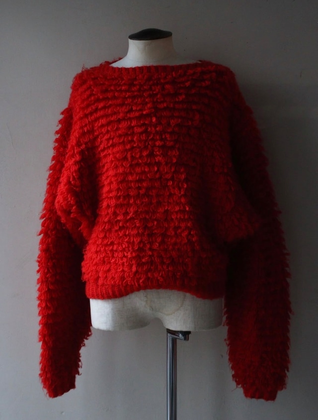 1960’s~ shaggy knitting dolman sleeve sweater . size ML .