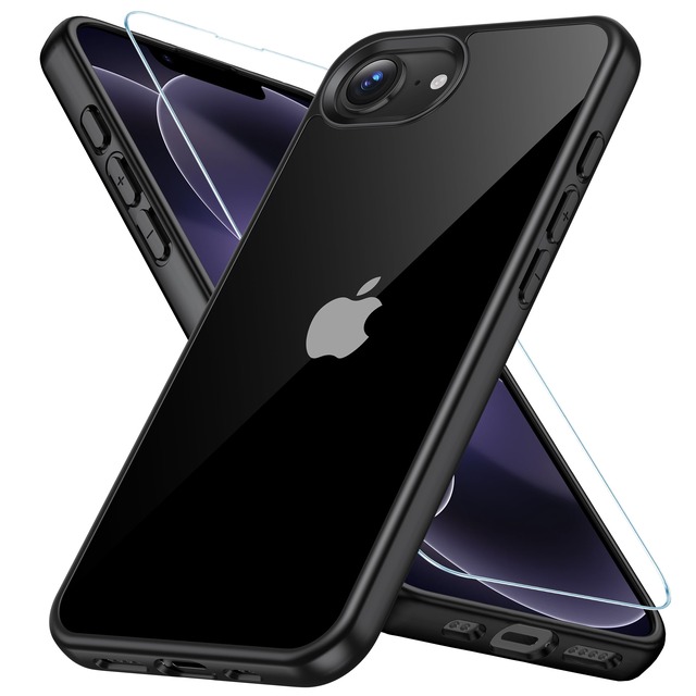 AXAG iPhone 17e 用 ケース ガラスフィルム付き アイフォン 17e 用 ケース 耐衝撃 黄変防止