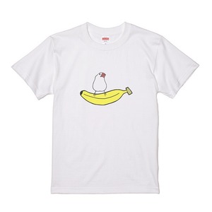 文鳥Tシャツ＃54　「バナナと文鳥」みあげる