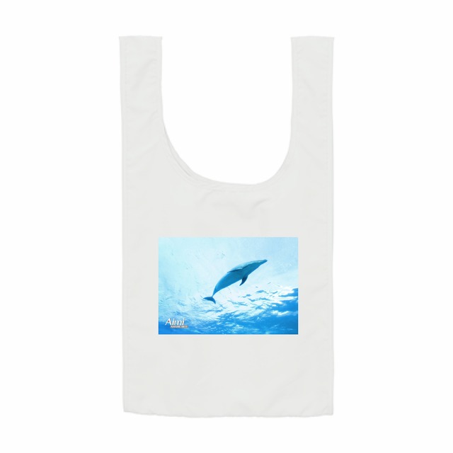 バッグ イルカ 白 dolphin ホワイト sea  海 ocean 買い物 Mサイズ エコバッグ AIMI NATURE ARTS