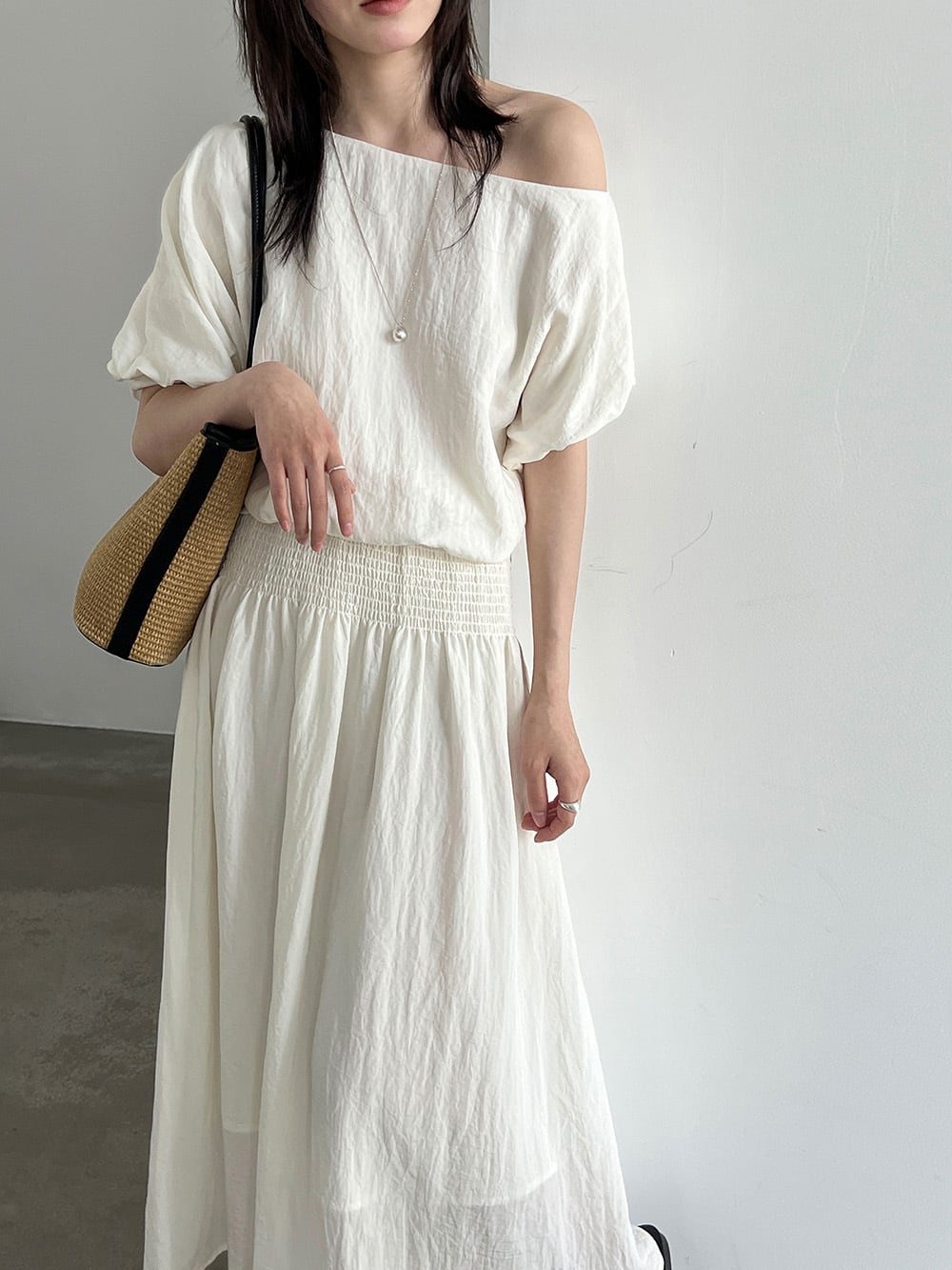 オフショルトップス×ロングスカート セットアップ 3col Y 260087 | Raglana