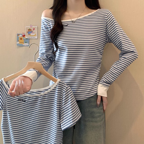 2種／ボーダーワンショルカットソー ・75964