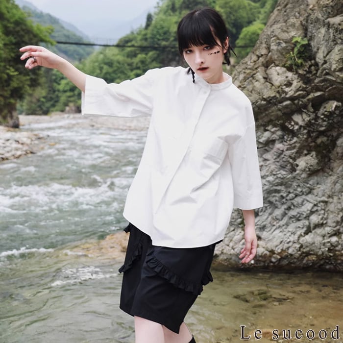 お支払い確認後20日以内発送】Le sucood フリルワイド五分丈パンツ