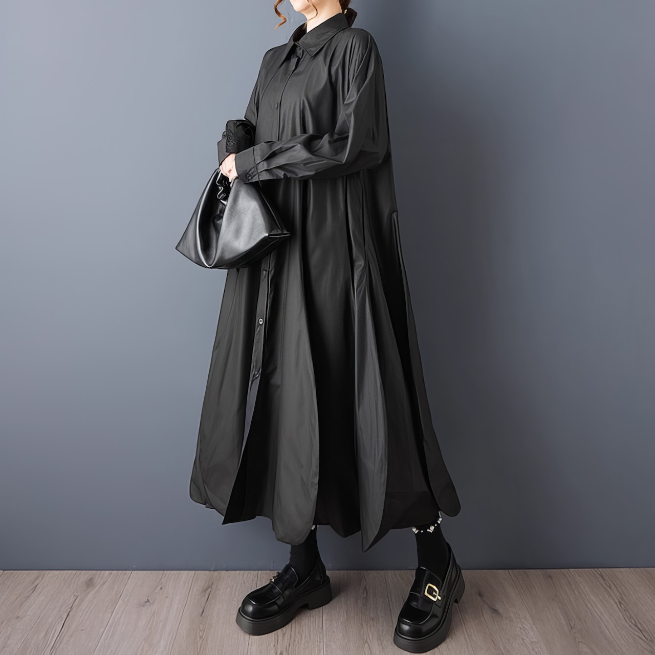 ボリューム フレア シャツワンピース 00282