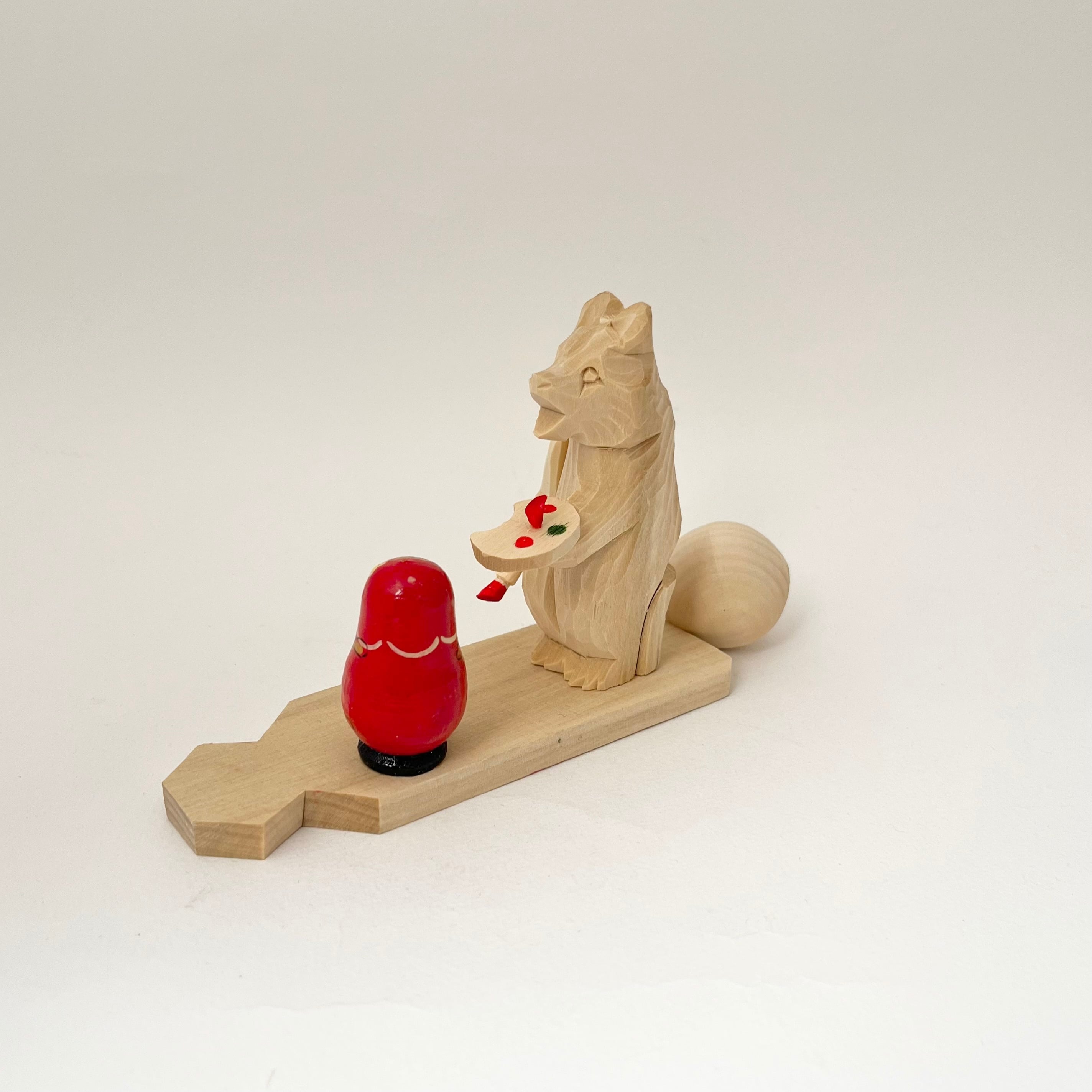 ボゴロツコエ木地玩具「クマのマトリョーシカ職人」赤色