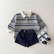 韓国子供服 / 26Autumn / 〖取寄〗DAILYBEBE / マロンカラーの襟付きTシャツ / キッズ服 / ジュニア服 / 秋服 *XS~JL*