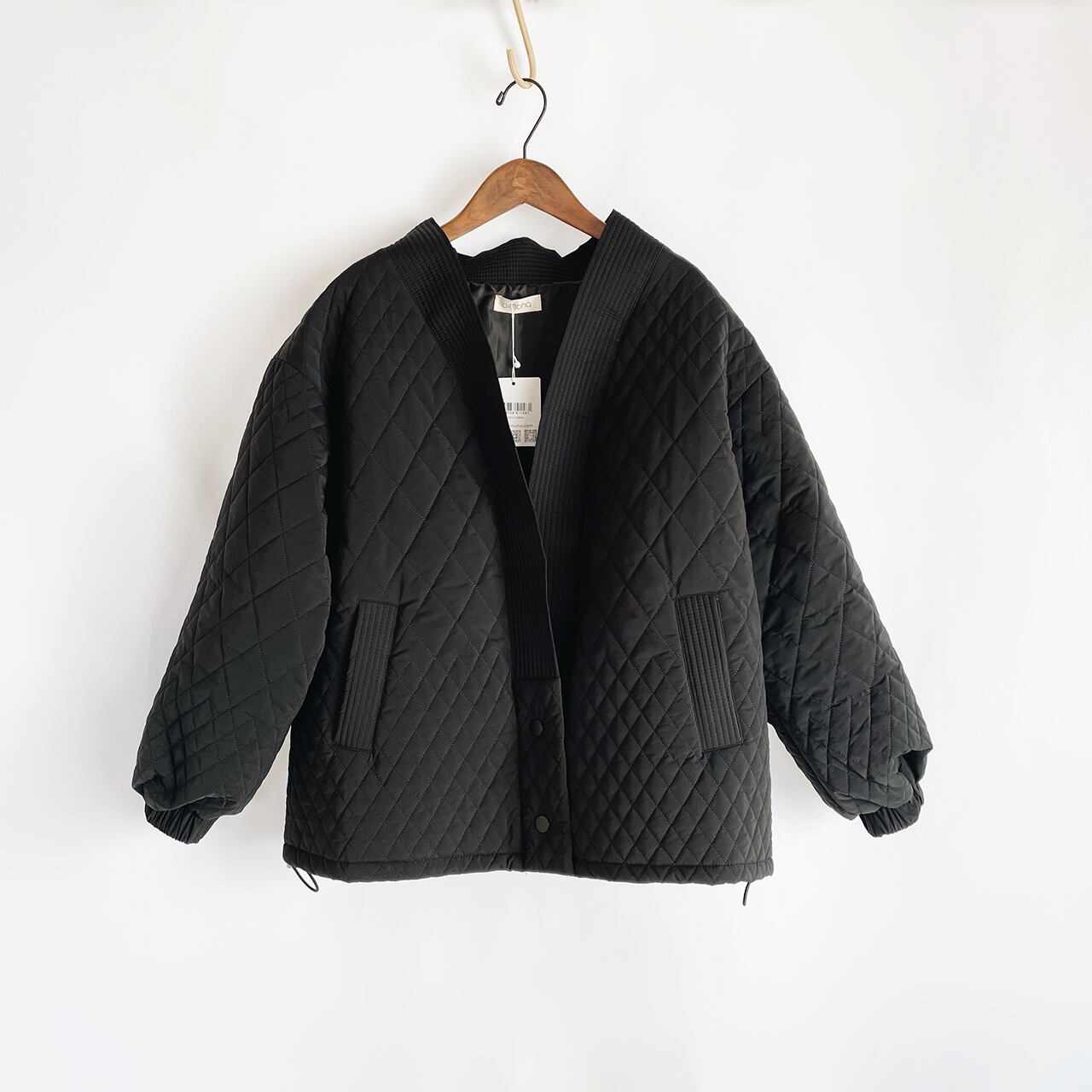 Quilting volume sleeve coat (black)