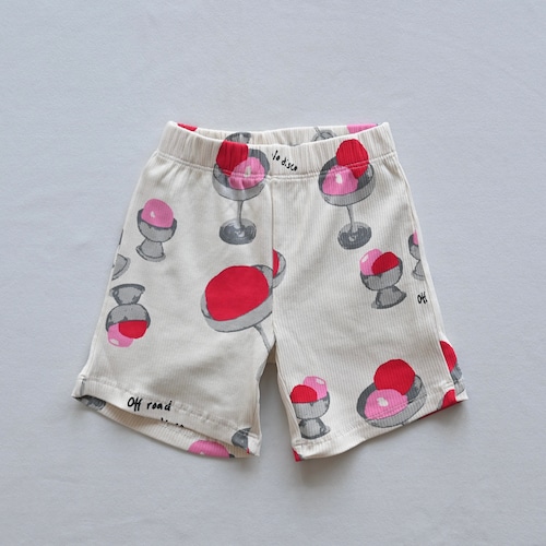 《WAWA 2022SS》Shorts (Rib) / Off-white w. print Scoop