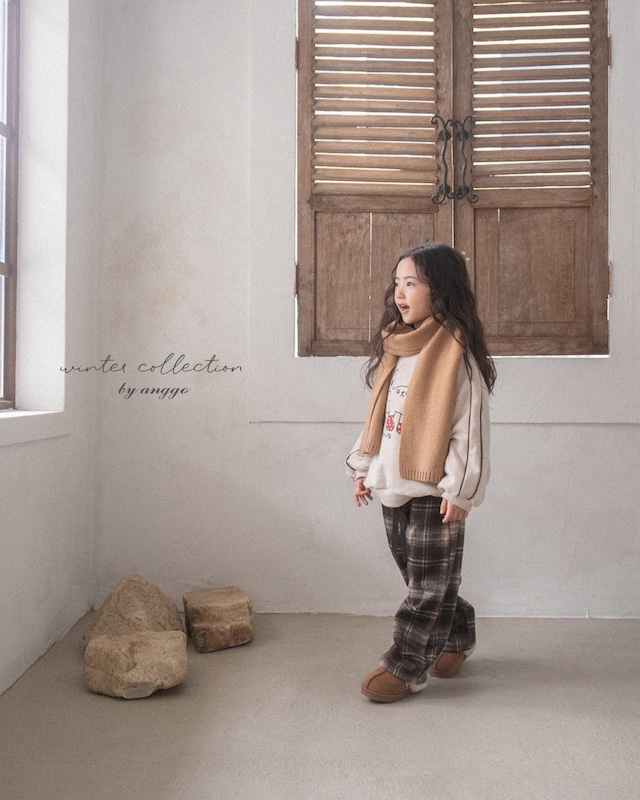 ˗ˏˋラスト1点♡ ˎˊ˗ 【 即納 】 2025 冬新作 anggo(アンコ ) チェックパンツブラウン (kids)