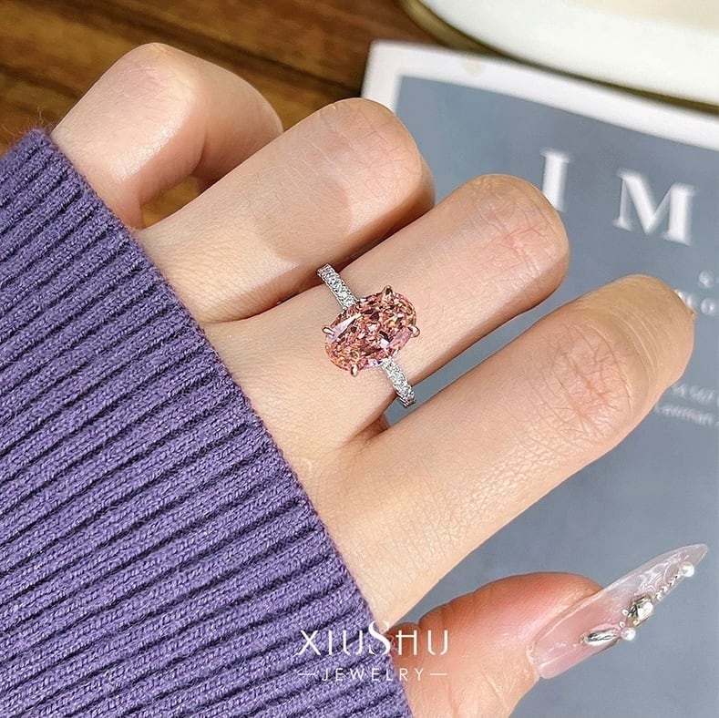 4.5ct 人工パパラチアサファイア オーバル 高炭素ダイヤモンド