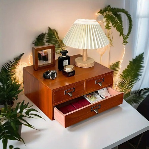 小物収納棚 木製 ３グリット ドレッサー収納 化粧品収納 文具収納 小物収納 ヴィンテージ 北欧 オシャレ