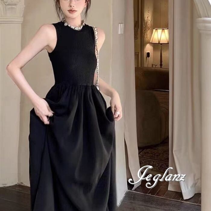 ワンピース ドレス バックシャンノースリーブ 肌見せ エレ派 ♪ (M7108)ε