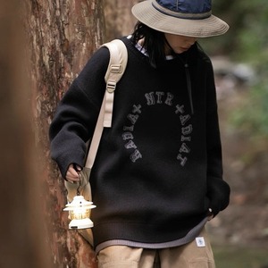 ロゴクルーネックニット　J0285