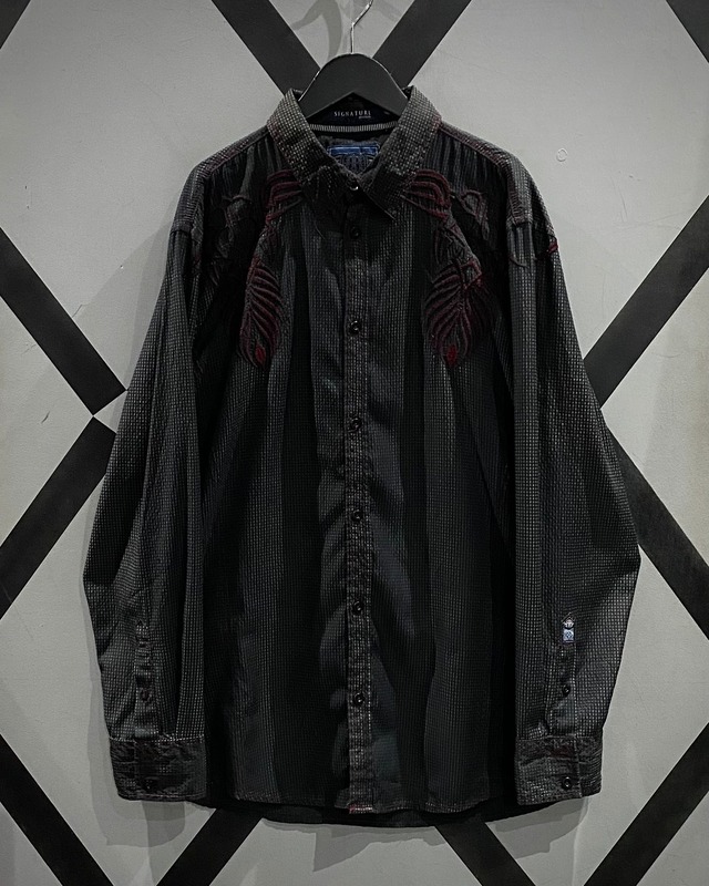 【X VINTAGE】“Roar” Tribal Embroidery Design Loose L/S Shirt