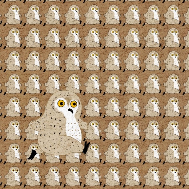 フクロウの行進｜イラストペーパー(ダウンロード版)