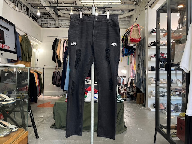 WIND AND SEA × HYSTERIC GLAMOUR DAMAGED SKINNY DENIM PANT BLACK XL WDS-C-HYS-23-AP-Q1-06 90189