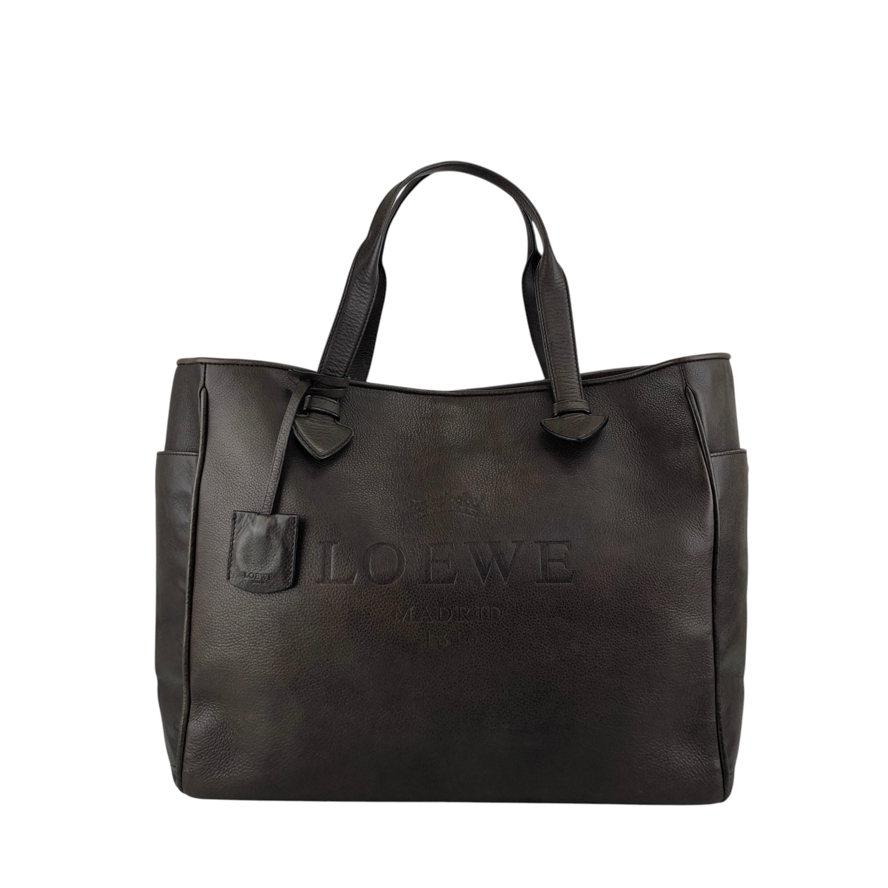 LOEWE ロエベ ハンドバッグ ブラウン ヘリテージ 型押しロゴ レザー