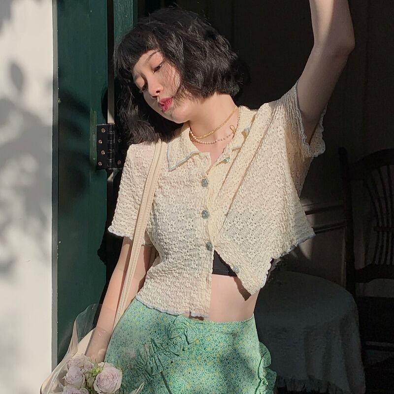 レースカラーシャツ レディースサマールーズ薄手 夏物 YY-ファッション27134902122