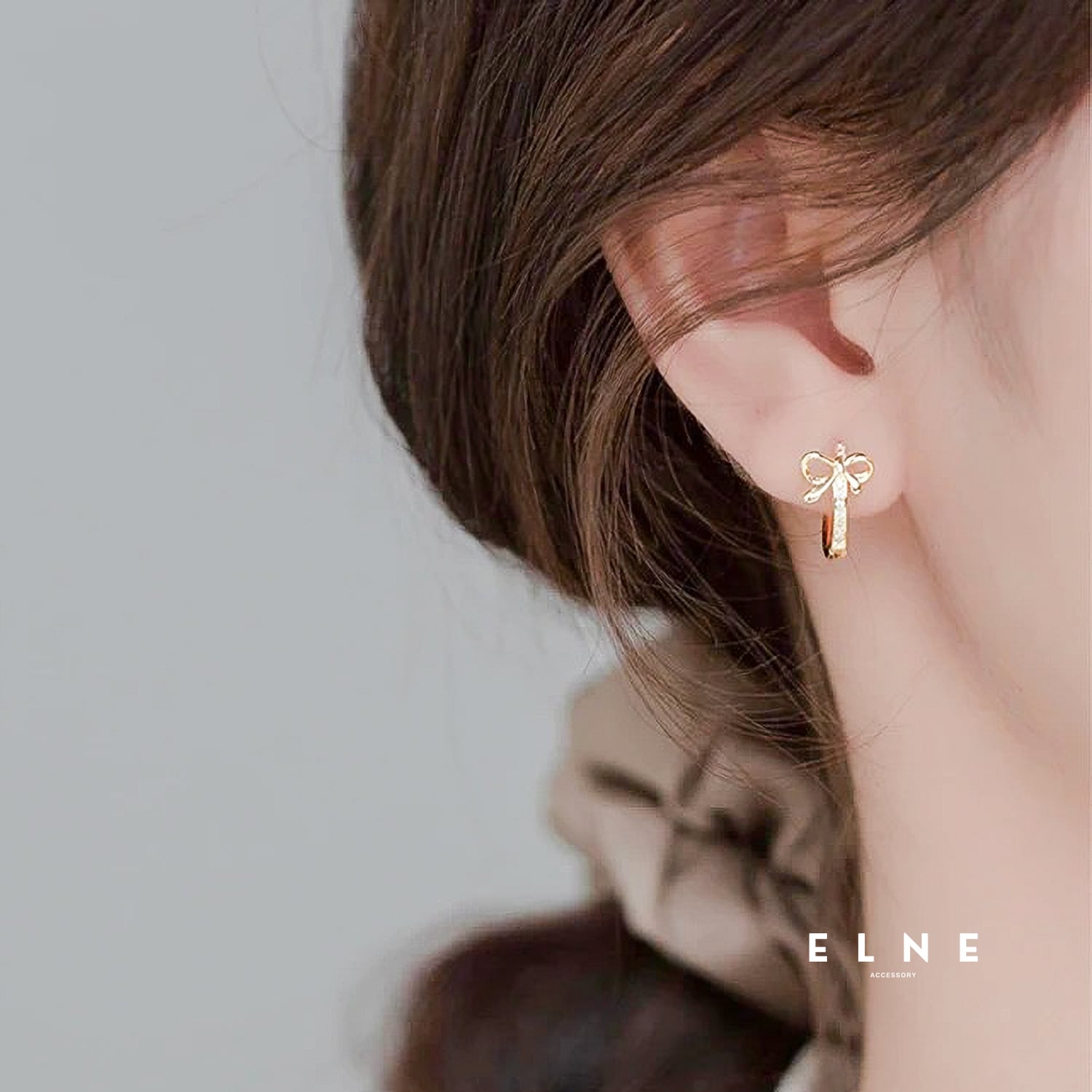 ミニリボンフープピアス