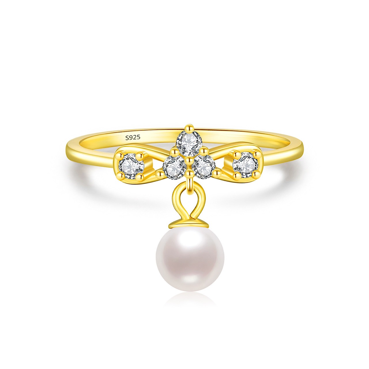 指輪 おしゃれ クリスタル パール プレミアム ゴールド リング - 1