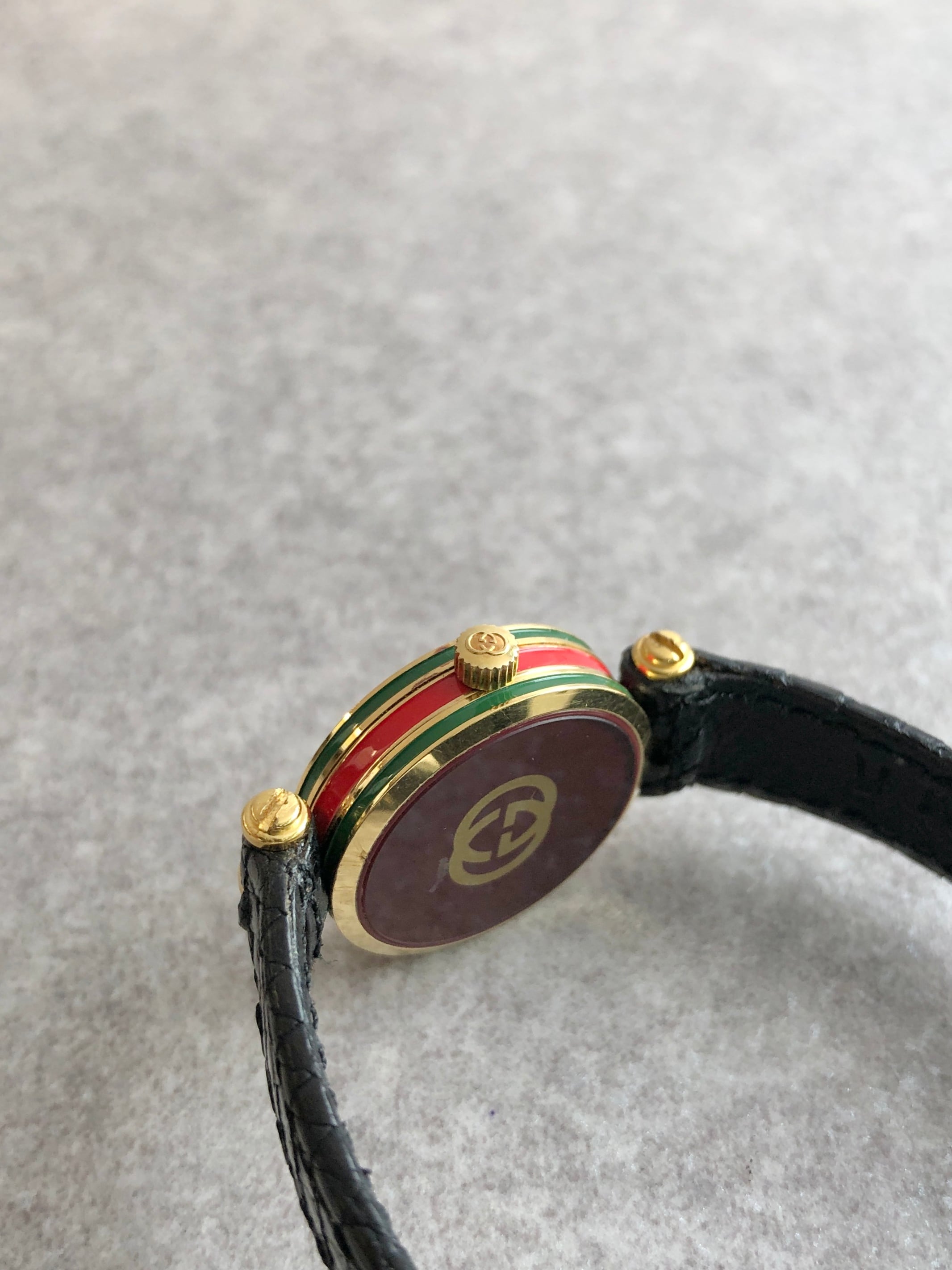 GUCCI グッチ 腕時計 ブラック ローマ レザー クウォーツ vintage