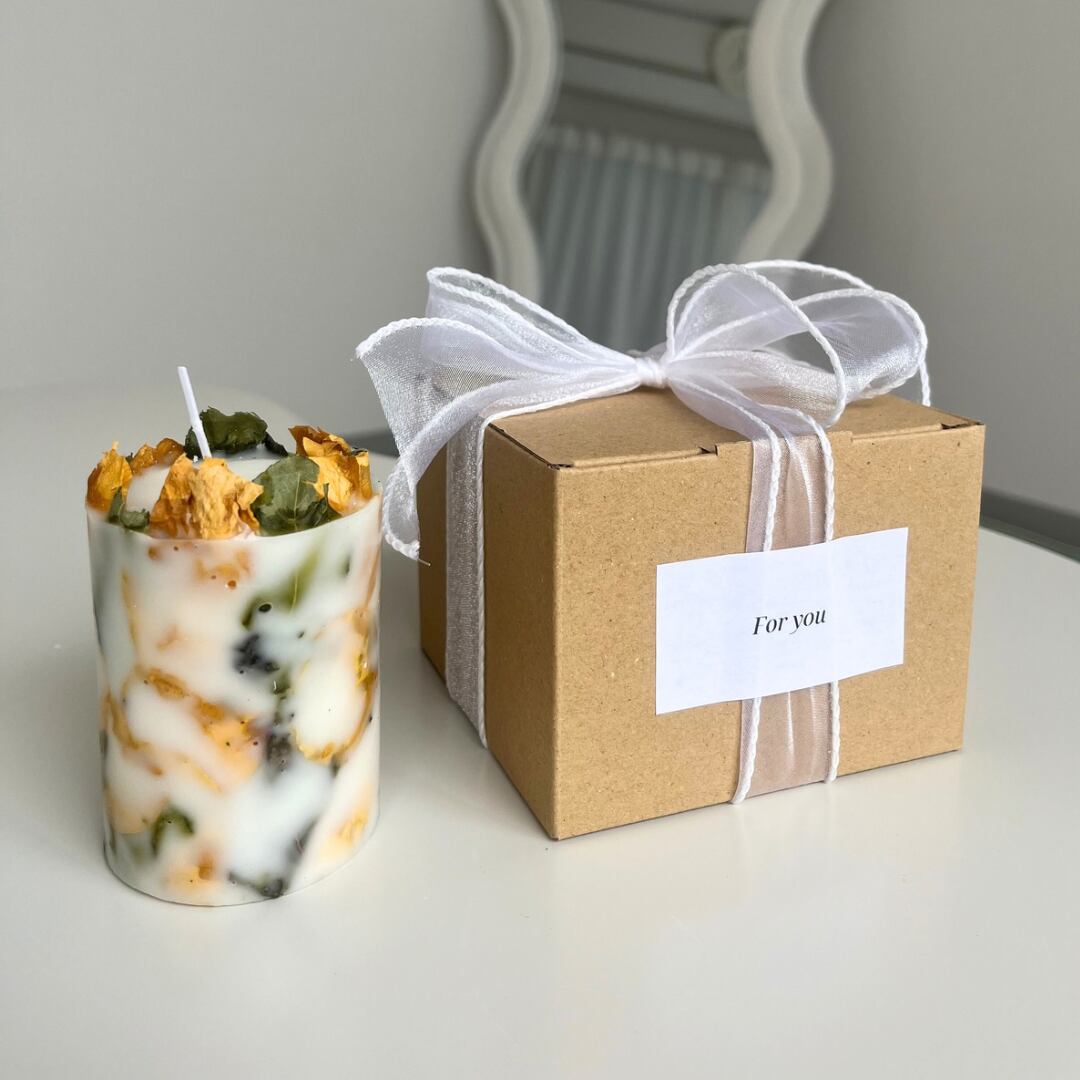 オレンジローズキャンドル［リボンのみor選べる明朝体メッセージ］