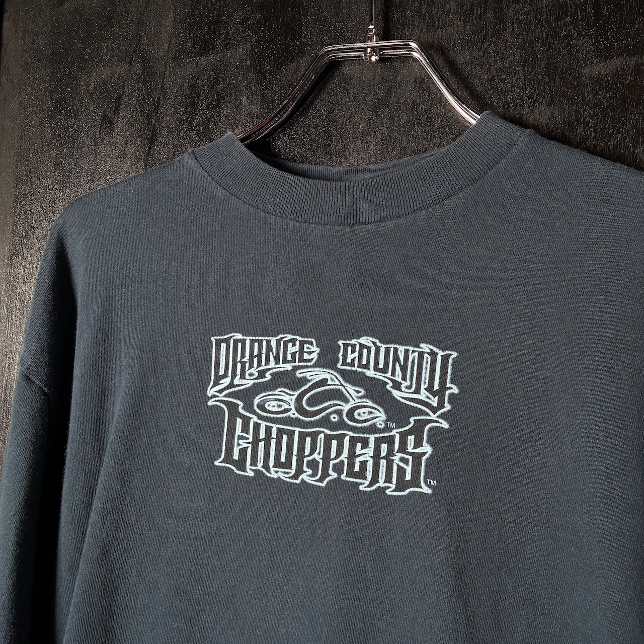 00s ORANGE COUNTY CHOPPERS ロンT 袖プリント バイカー チョッパー ネイビー