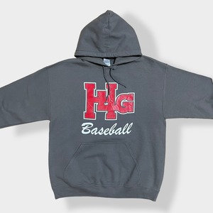 【GILDAN】カレッジ ハンニバルラグランジュ大学 野球部 Hannibal-LaGrange University baseball HLG ロゴ プリント パーカー フーディー プルオーバー LARGE US古着