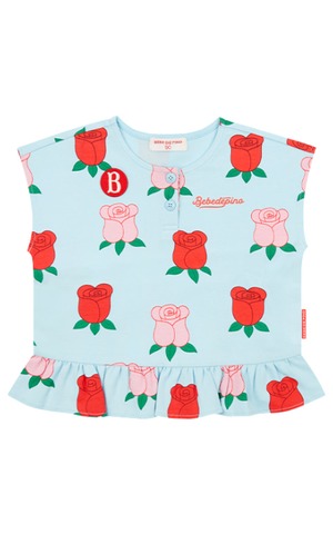 [BEBE DE PINO] All over rose baby frill sleeveless tee 正規品 韓国ブランド 韓国ファッション 韓国代行 韓国通販 ベベドピノ bebedepino 日本 店舗 韓国 子供服