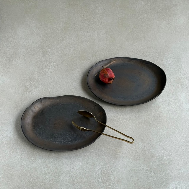 遠藤窯 オーバルプレート ブロンズ