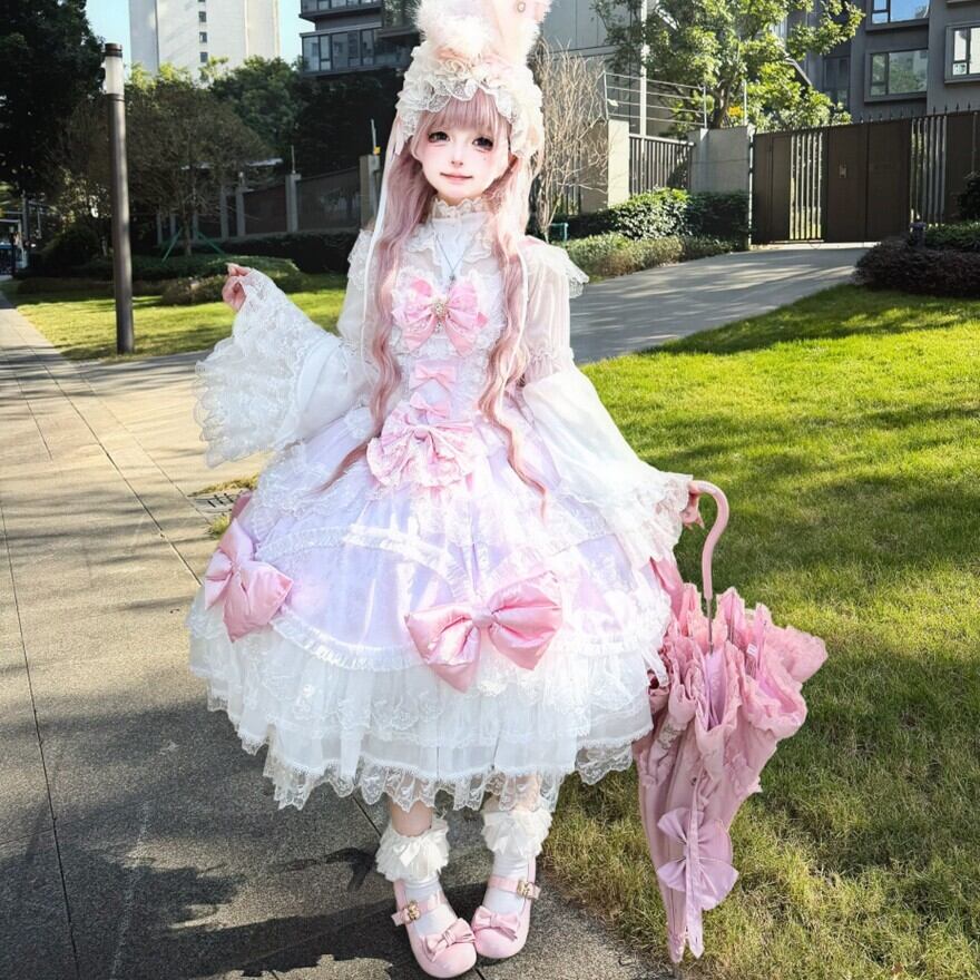 甘ロリ｜ふわりと広がるレースと大きなリボンが主役のジャンパー