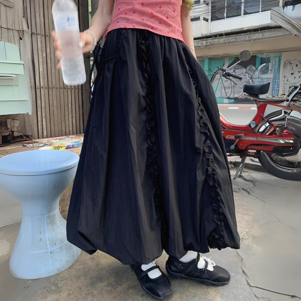 フリルラインバルーンロングスカート(2color) R01210