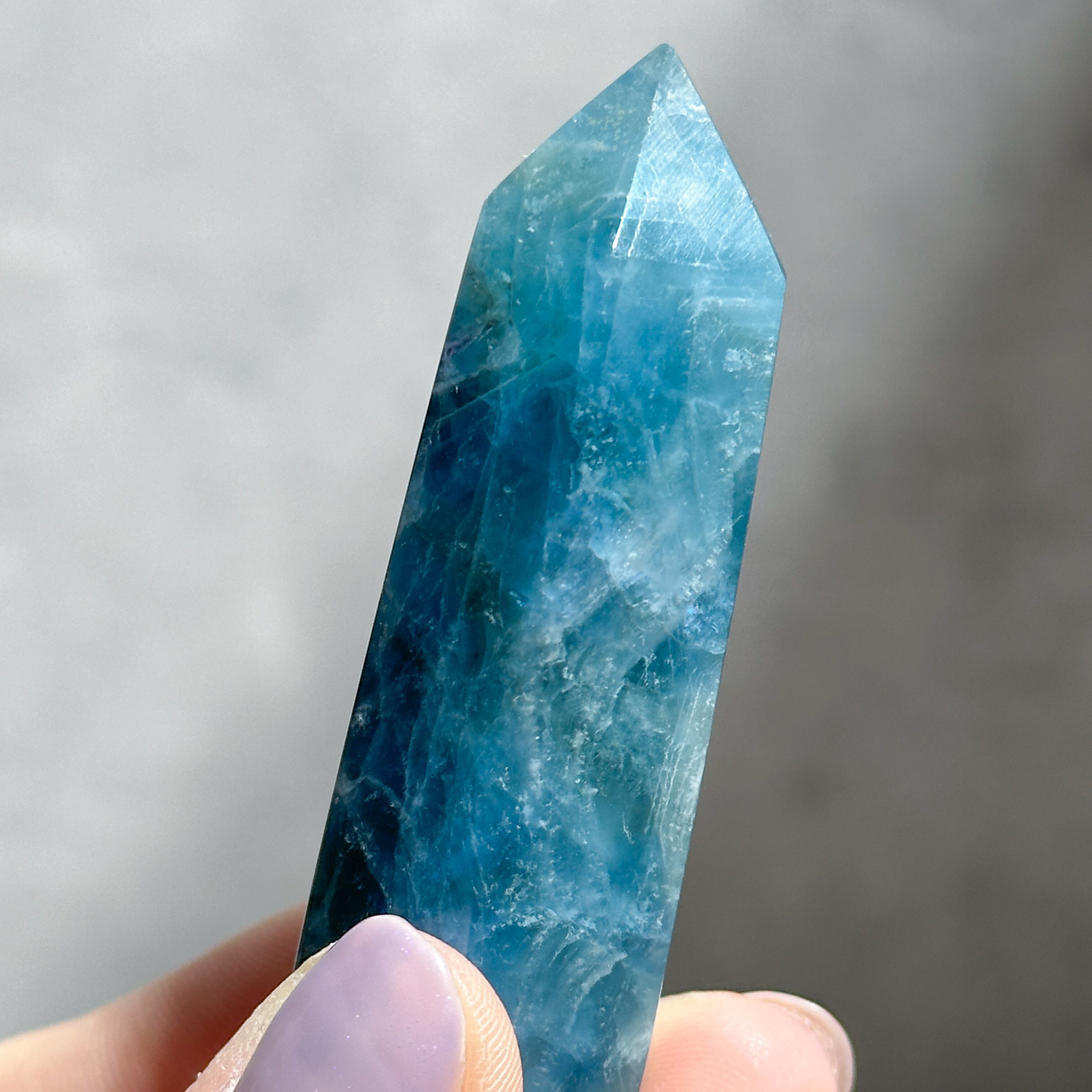 天然石 ブルーグリーンフローライトタワー② ブルー、グリーンフローライト タワー型02◇ Rainbow Fluorite