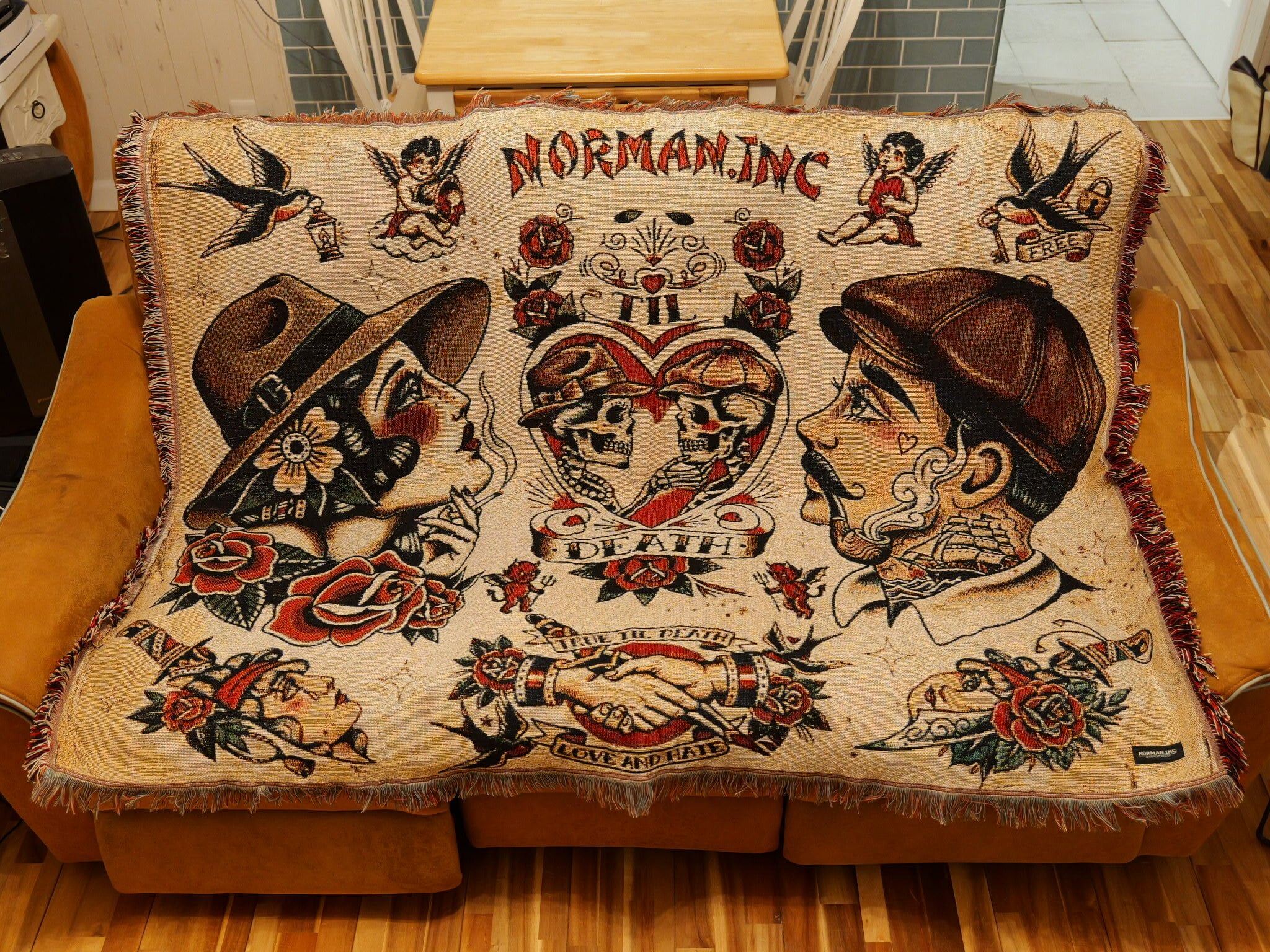 完売御礼】American Traditional tattoo design ジャガード織 ラグ