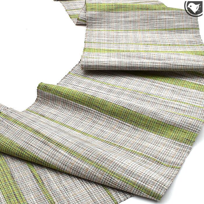 H-588 名古屋帯 名古屋仕立て 正絹 八寸 幾何学模様 真綿紬