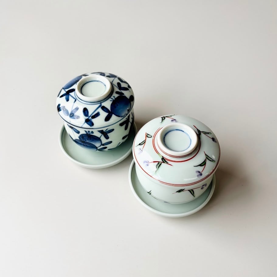 波佐見焼】染付ざくろ 腰丸蒸し碗(台付) | 和食器のすべて