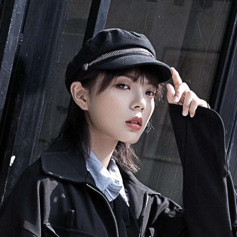 帽子 ベレー帽 ブラック 韓国 ワンポイント 綺麗 クール 可愛い 冬服