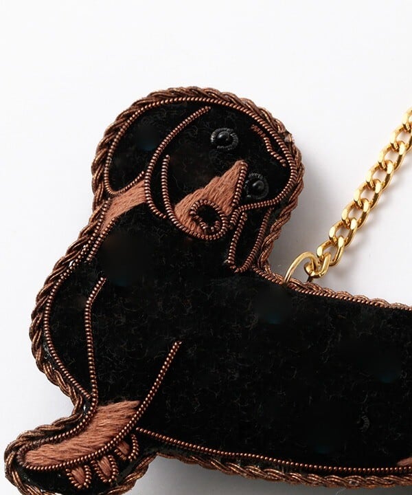 【COTTAGE】ザリ刺繍 アニマル バッグチャーム／キーホルダー｜ダックスフンド・ヒツジダックスフンド フクロウ キウイ ヒツジ