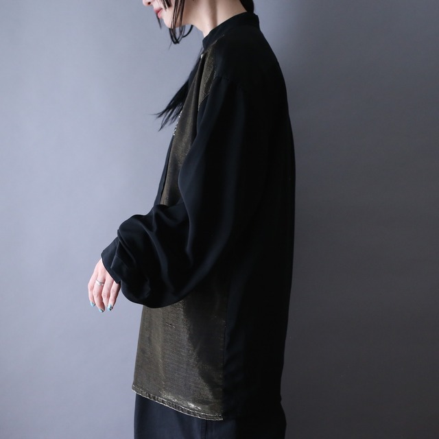 silver and crystal decoration fry front band collar over silhouette shirt