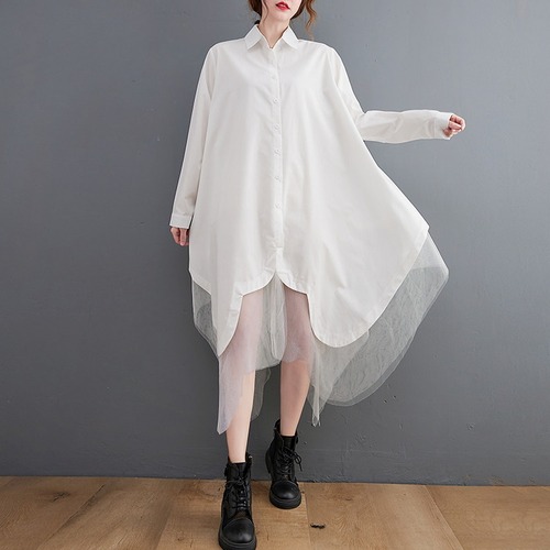 sheer asymmetry hem onepiece / l0769